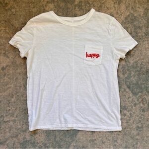 “Happy” Embroidered T Shirt